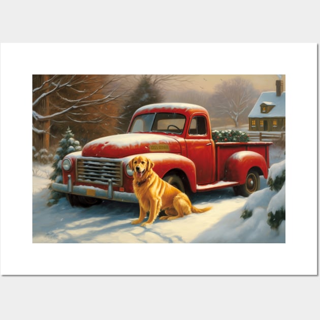 Red Truck Christmas Wall Art by Phatpuppy Art